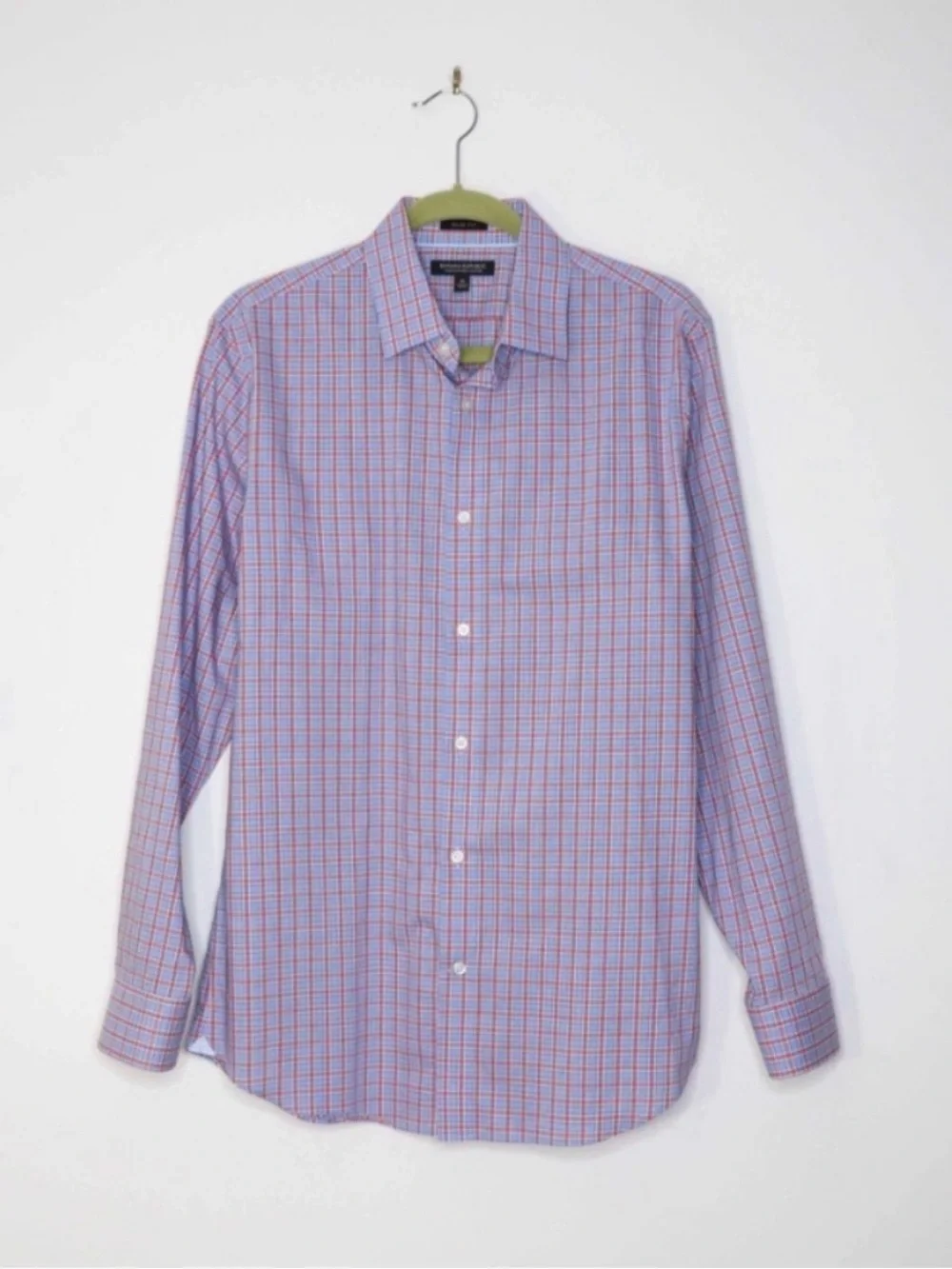 $89 BANANA REPUBLIC Slim Fit Plaid Non Iron Dress Shirt Size M